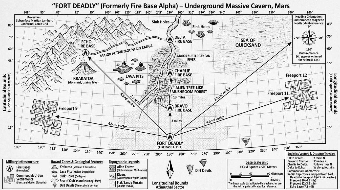 Fort Deadly — Underground Massive Cavern, Mars: tactical map from the Heart of Darkness series