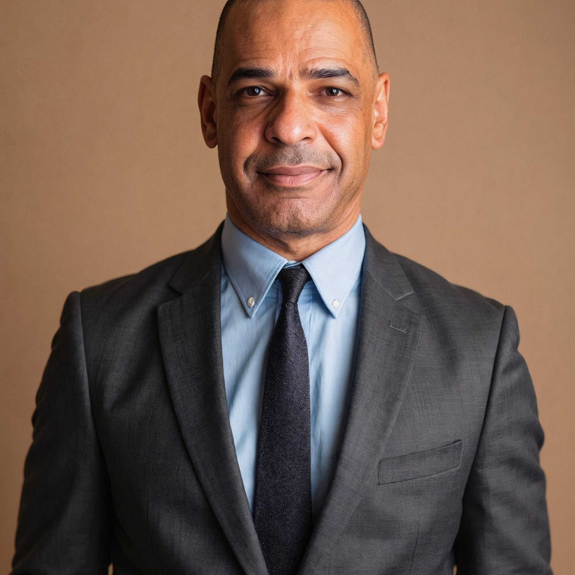 Headon Standing in gray suite